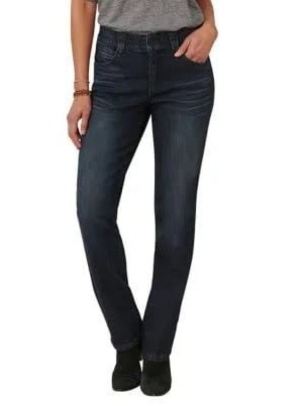 Democracy Jeans Blue Dark Wash Ab Solution Slim Straight Denim Dina Size 8